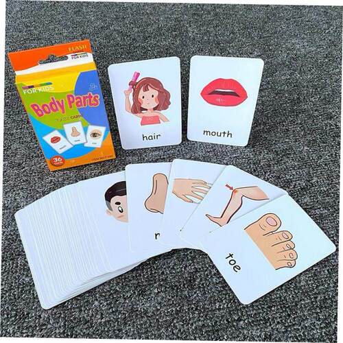 36pcs Flashcards Kids Montessori Baby Learn English Word Car