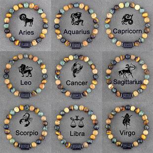 12 Zodiac Sign Bracelet Homme Constellation Bangles Men
