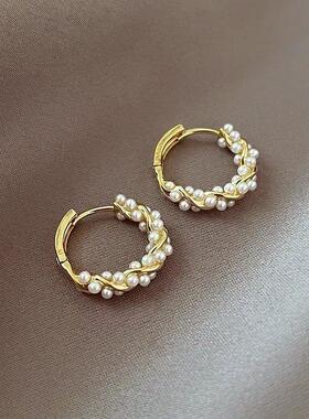 ZAKOL French Imitation Pearl Hoop Earring Small Round Circel