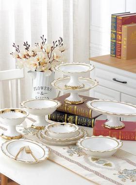 Phnom Penh Ceramic Dining Plate High Foot Fruit Dessert Set