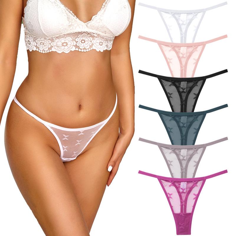 2PCS/Set Mesh Transparent Thong Women Panties Underwear Wome