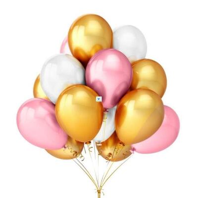 50pcs Gold White Black Pink Latex Balloons Birthday Party100