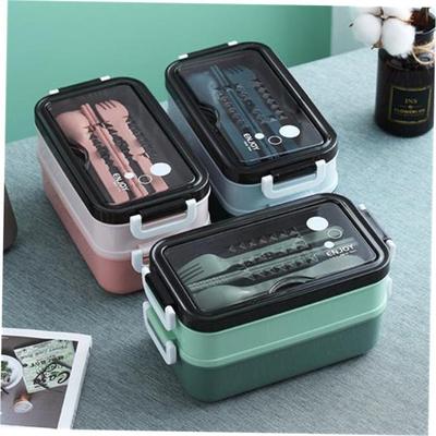 Double layered lunch box, microwave oven, student lunchbox