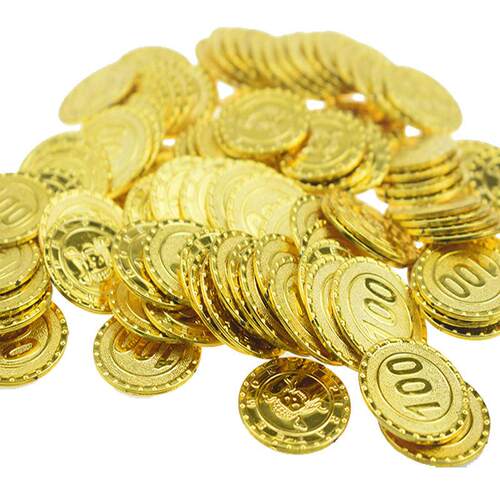 100pcs Gold Coins Pirate Treasure Game Halloween Kids Party