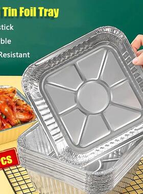 10Pcs 6/7/8 Inch Food Tin Foil Tray Non-stick Reusable Alumi