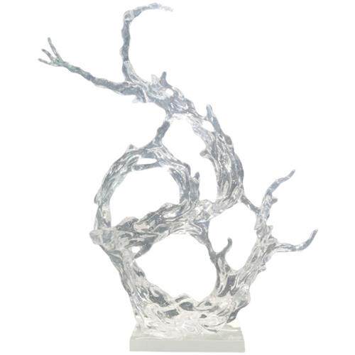 透明流水浪花摆件树脂雕塑客厅玄关抽象装饰艺术酒店会所大堂摆设