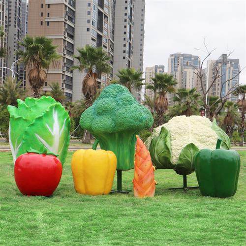 户外仿真水果蔬菜造型雕塑农场南瓜玉米辣椒苹果田园大型装饰摆件