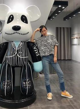 暴力熊积木熊公仔网红店门口酒吧装饰落地大摆件玻璃钢雕塑定制