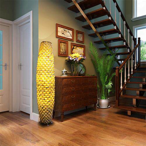 东南亚竹编落地灯客厅卧室立式灯具泰式酒店楼道走廊复古落地灯