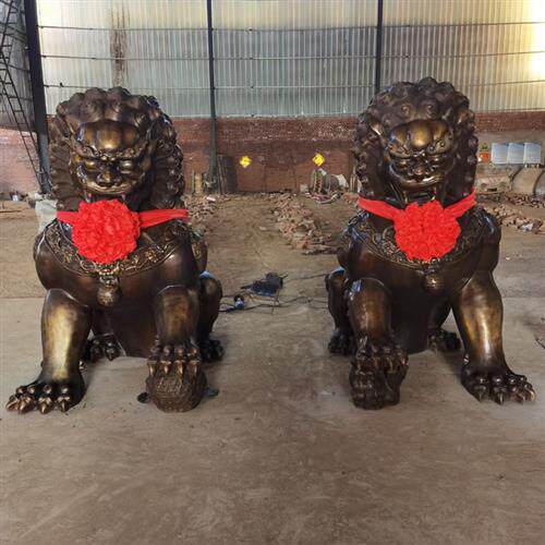 大型铸铜北京故宫狮子雕塑银行汇丰爬狮铜飞狮广场公司门口摆件