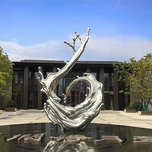 不锈钢水滴波纹浪花雕塑户外酒店景观雕塑落地摆件水浪水景装饰品