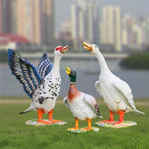 玻璃钢彷真鸭子雕塑户外公园装饰品绿头鸭番鸭白鸭摆件家禽大模型