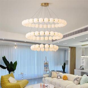 现代简约餐厅客厅别墅复式楼佛珍珠项链吊灯酒店大堂创意魔豆灯饰