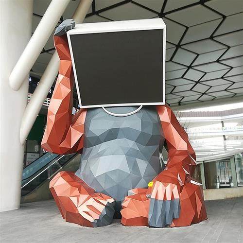 玻璃钢卡通雕塑定制大型抽象人物美陈打卡几何熊景观动物商场摆件