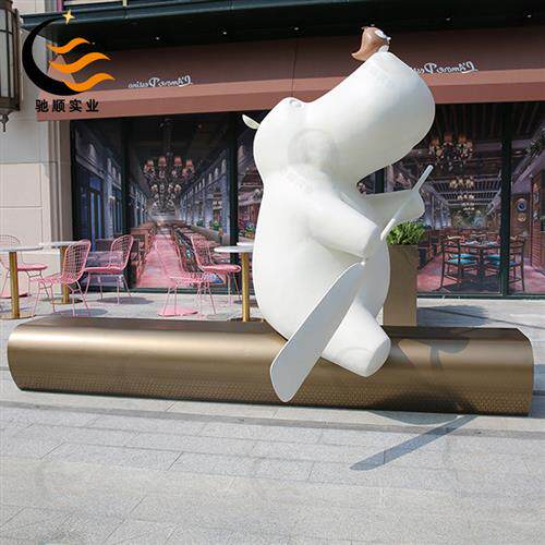玻璃钢休闲椅河马造型雕塑大型商场公共区休息座椅户外长排公园椅