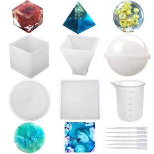 11pc/Set Silicone Resin Epoxy Soap Candle Making Molds 5Pcs