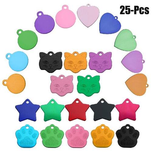 25PCS Pet Tag Novelty No Engraving DIY Pet ID Tag Pet