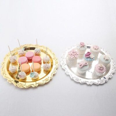 Silver Golden Iron Tray Glossy Plate Decoration Ornaments