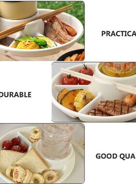 2Pcs Dinner Plates Divided Dishes With Vinegar Sauce Dish