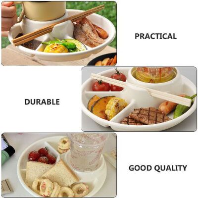 2Pcs Dinner Plates Divided Dishes With Vinegar Sauce Dish