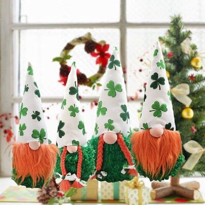 Mainan Boneka Mewah Swedia Kurcaci Leprechaun Shamrock Hari