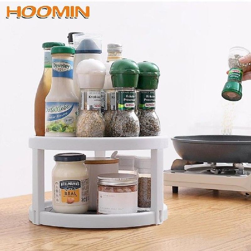 2 Tier Pantry Cabinet Turntable Kitchen Storage Tray-封面