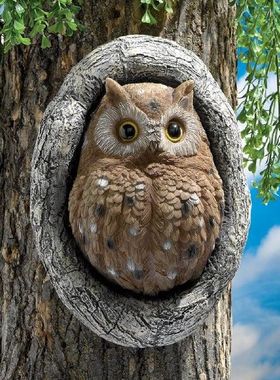 Lifelike Simulated Owl Decoration Taupe Owl Ornaments for