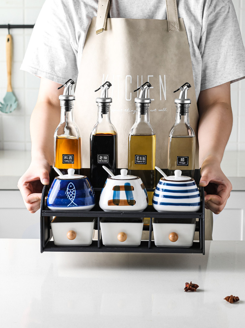 seasoning box home combination set kitchen oil salt sauce