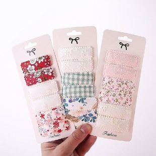 6PCS Children Hairpin Plaid Floral Hair Clips Sweet Baby