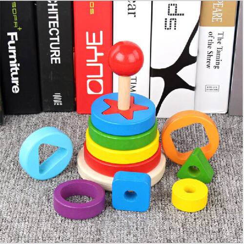 Educational Children'S Toys Wooden Bright Color Shape