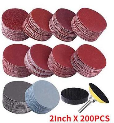 200pcs 50mm Sandpaper Assortment 80-2000 Grits Sanding Disc