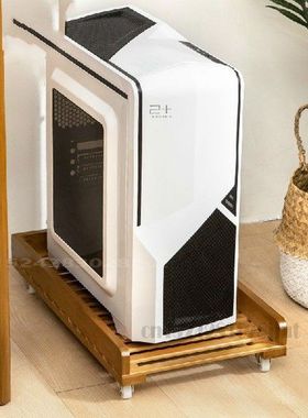 Movable Wooden Pulley Computer Case Tray Portability Heat