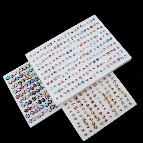 100Pair/lot Random Colorful Fruit Flower Geometric Crystal S
