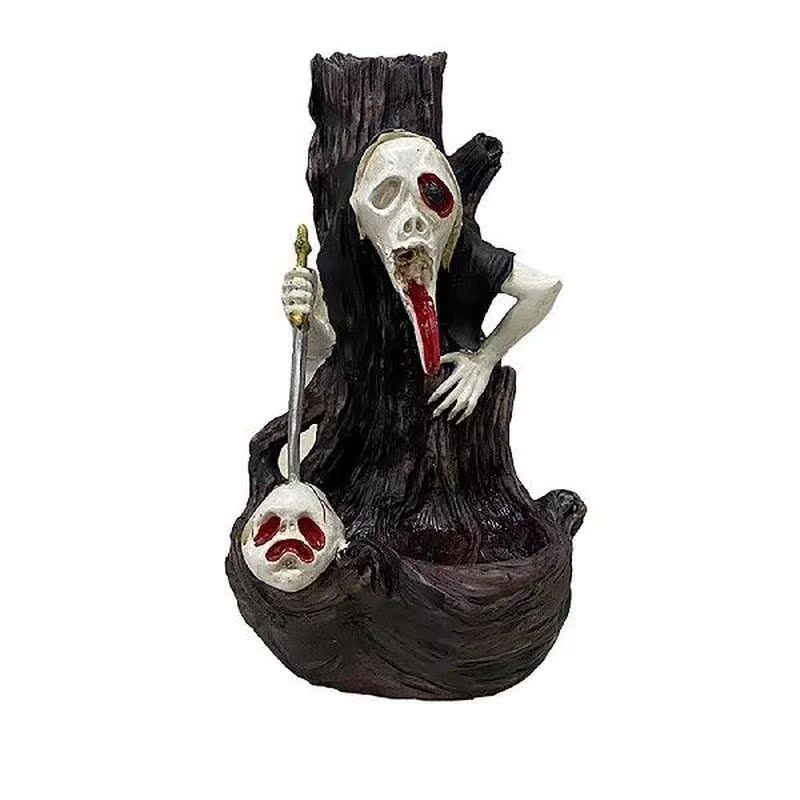 Halloween Backflow Incense Holder Skull Head Waterfall