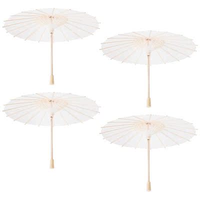 BESTOYARD 4pcs White Paper Parasol Umbrella Chinese