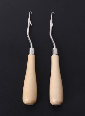 2 Buah Kait Crochet Pegangan Kayu Karpet Reparasi Jarum