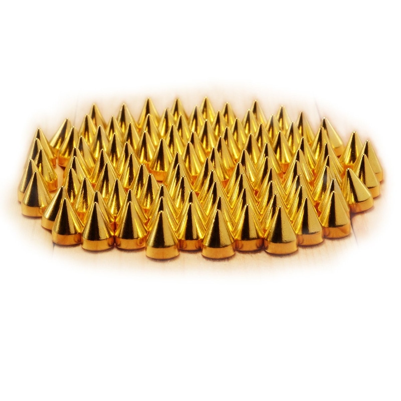 Practical SZD 9.5mm 100pcs Screwback Gold Cone Spikes Studs