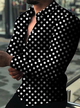 Fashion Luxury Shirts For Men Oversized Casual Shirt Polka D