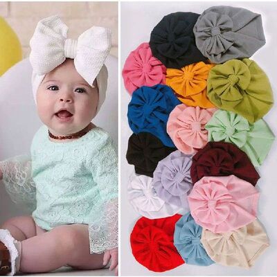 Lovely Headwraps Bowknot Baby Hat Cute Solid Color Baby