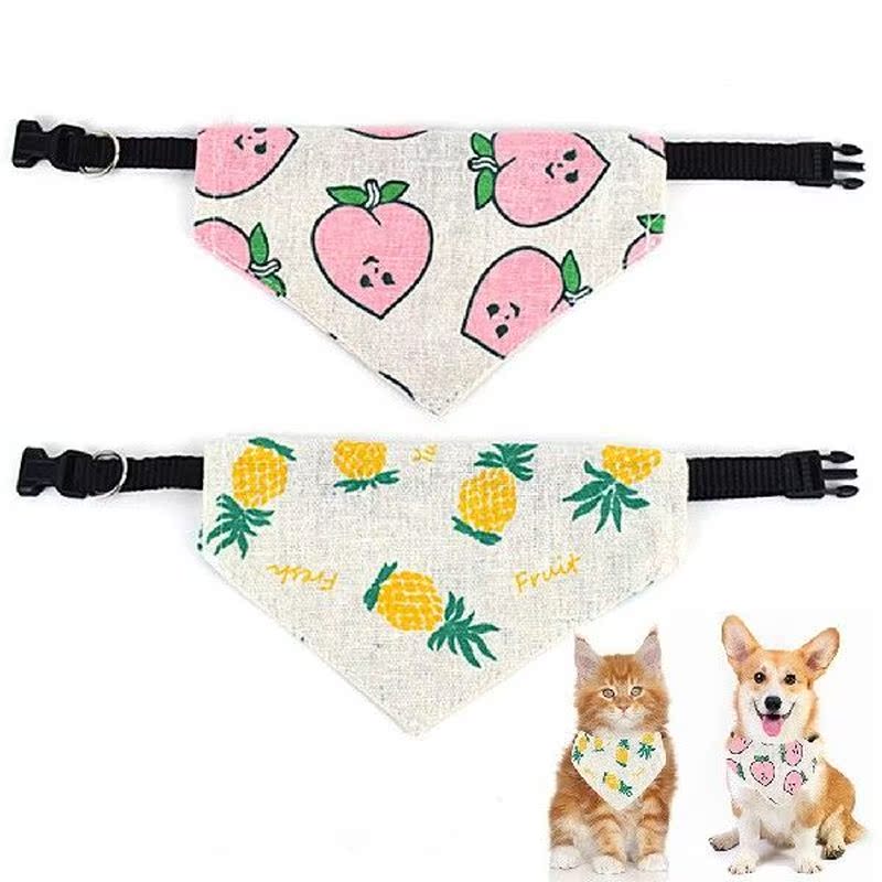 2pcs Cute Fruit Cat Dog Bandana Bibs Scarf Collar