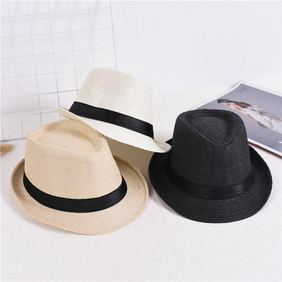 ndy Baby Sun Hat Summer Boy Girl Straw Fedoras Hats Solid Co