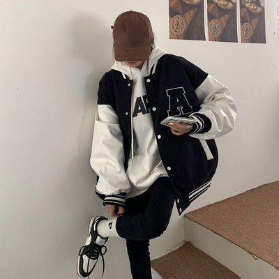 Autumn Vintage Sreetwear Baseball Uniform Style Oversized Wo