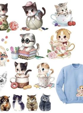 1PC Cute Cat Shape Patch Heat Transfer Iron On Patches