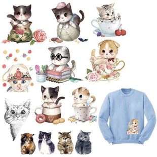 1PC Cute Cat Shape Patch Heat Transfer Iron On Patches