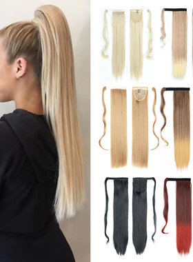 Azqueen Synthetic Long Straight Wrap Around Clip In tail Hai