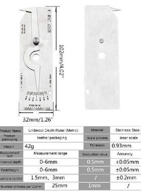 Welding Gauge Gage Weld Biting Edge Undercut Height Depth