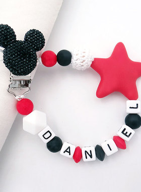 Mouse Head Style Handmade Personalized Name Pacifier Clips S