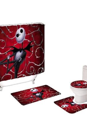 Halloween Printed Shower Curtain Set Bath Mat Bathroom