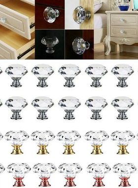 5 Pcs Modern European Crystal Glass Door Knob 30mm Pulls