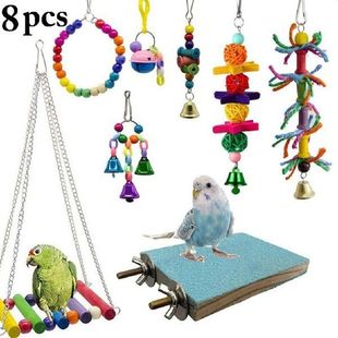 8PCS Funny Parrot Toy Set Cute Assorted Bird Chew Toy